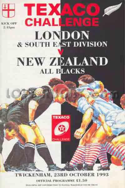 1993 London and SE v New Zealand  Rugby Programme